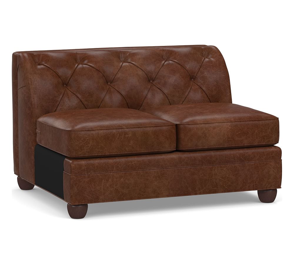 Build Your Own Chesterfield Square Arm Leather Sectional Pottery Barn