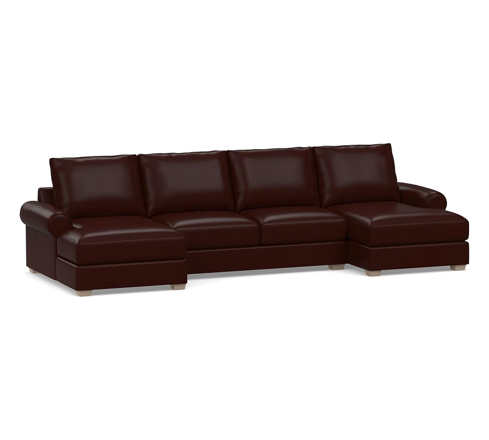 Canyon Roll Arm Leather U-Shaped Chaise Sectional