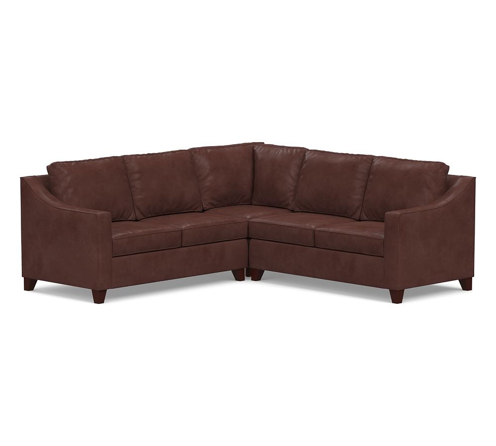 Cameron Slope Arm Leather 3-Piece L-Sectional