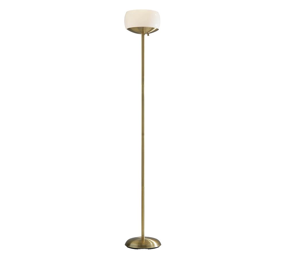 Opal White and Antique Brass 71" Torchiere Floor Lamp with Glass Shade