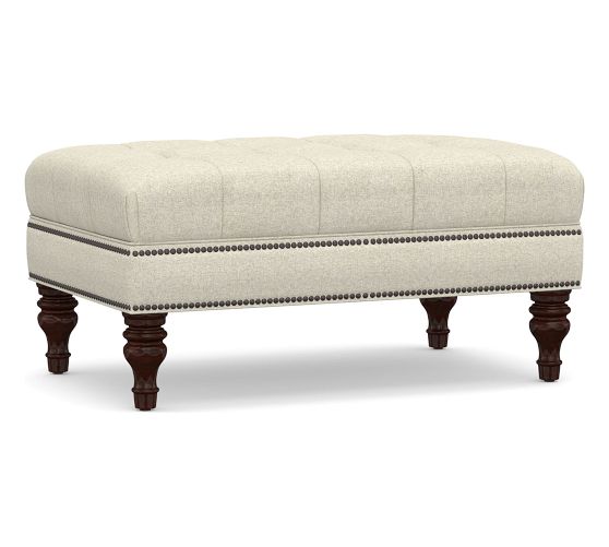 Martin Small Upholstered Ottoman | Pottery Barn