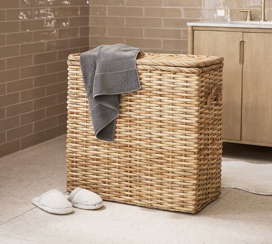 Aubrey Handcrafted Divided Hamper Pottery Barn