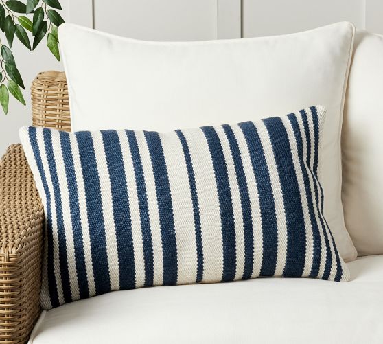 Classic Striped Handwoven Outdoor Lumbar Pillow