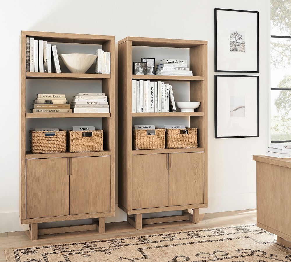 Thorndale Reclaimed Wood Open Bookcase with Drawers