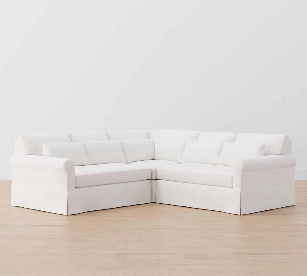 York Roll Arm Deep Seat Slipcovered 3Piece LSectional Pottery Barn