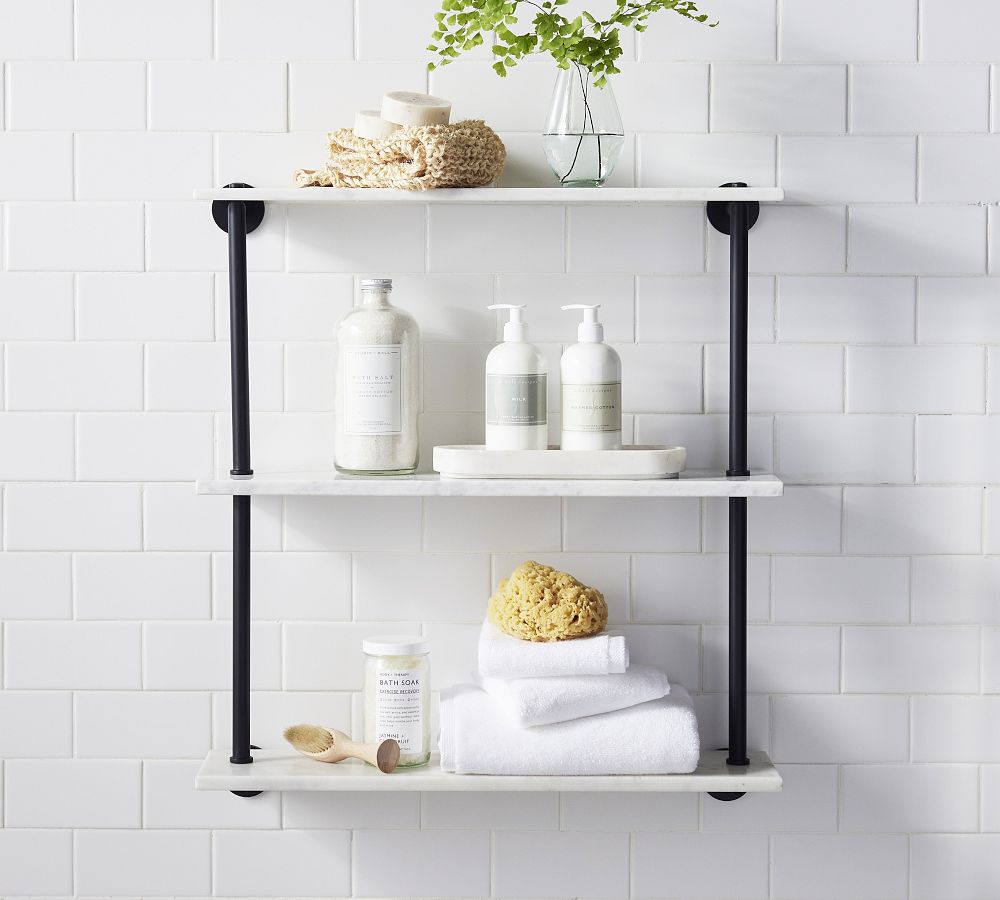 8 Polished White Ceramic Corner Shelf Elegant Shower Shelf with a Dra -  Marble Barn