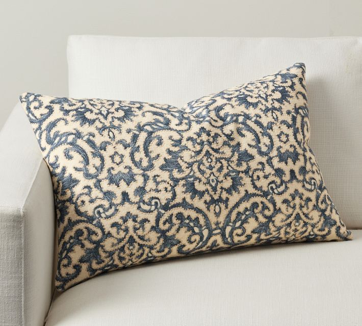 Zea Embroidered Lumbar Pillow