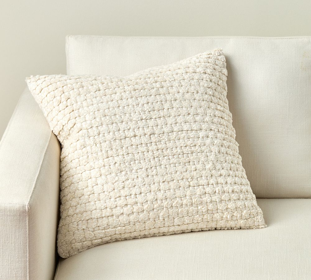 Back Pillow Cover: Coastal White Brushed Weave