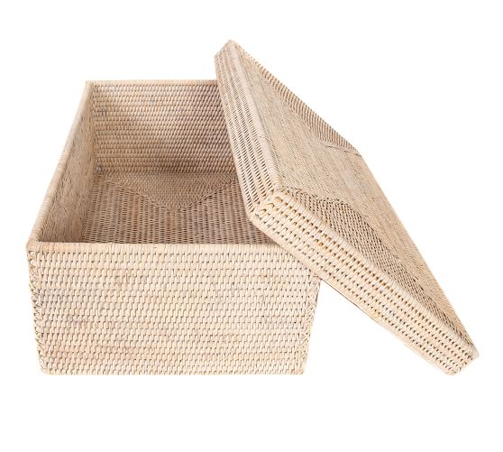 Tava Handwoven Rattan Rectangular Storage Box With Lid | Pottery Barn