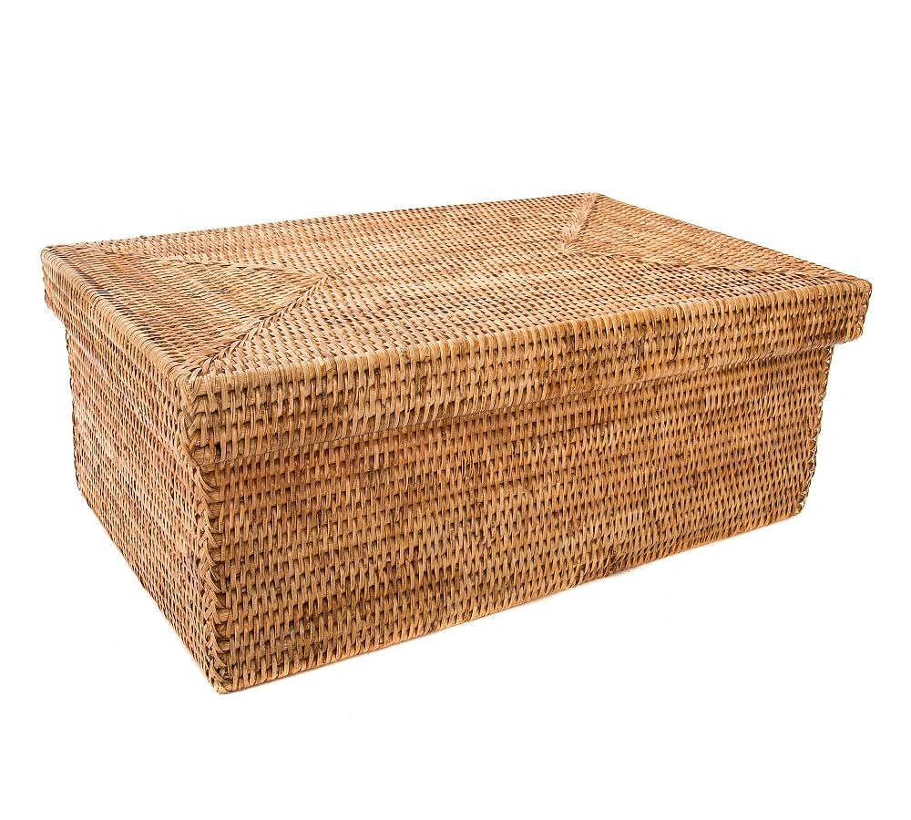 Storage Box With Lid / Woven Rattan Bathroom Amenities Box / Bathroom  Storage Box / Organiser With Lid /L 33cm H 16cm W 15cm 