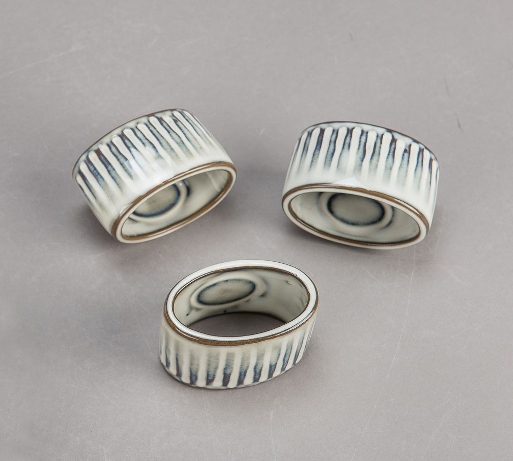 Colonnade Stoneware Napkin Rings Set of 8 Pottery Barn