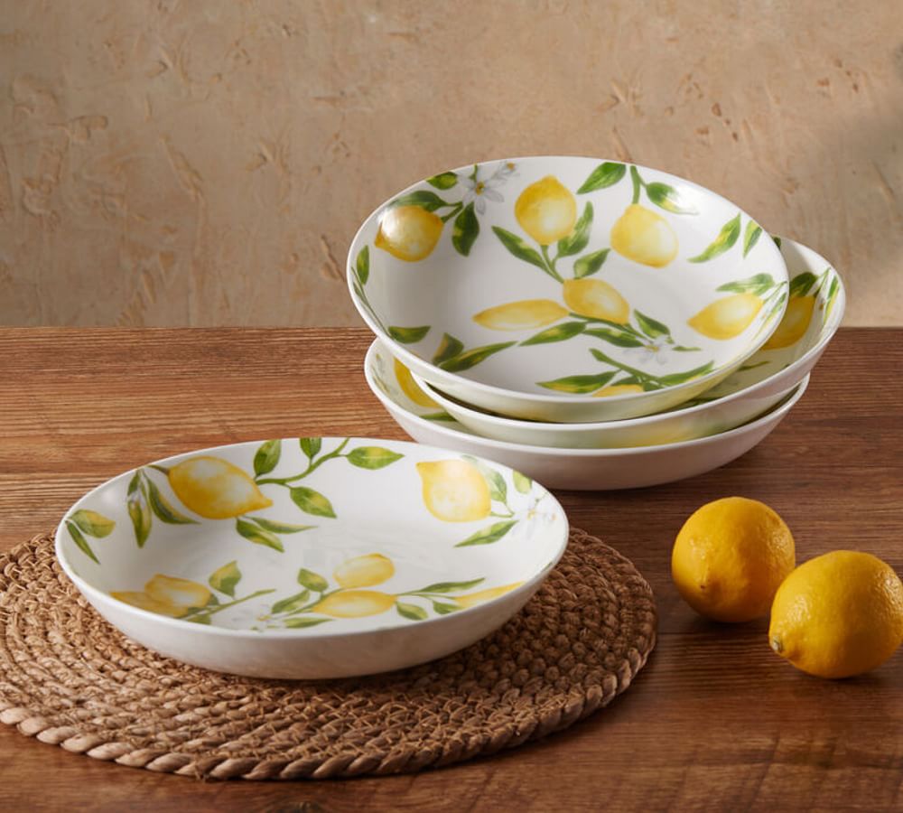 Large White Pasta Bowls, Ceramic 50 oz Serving Bowl Set of 4 - On