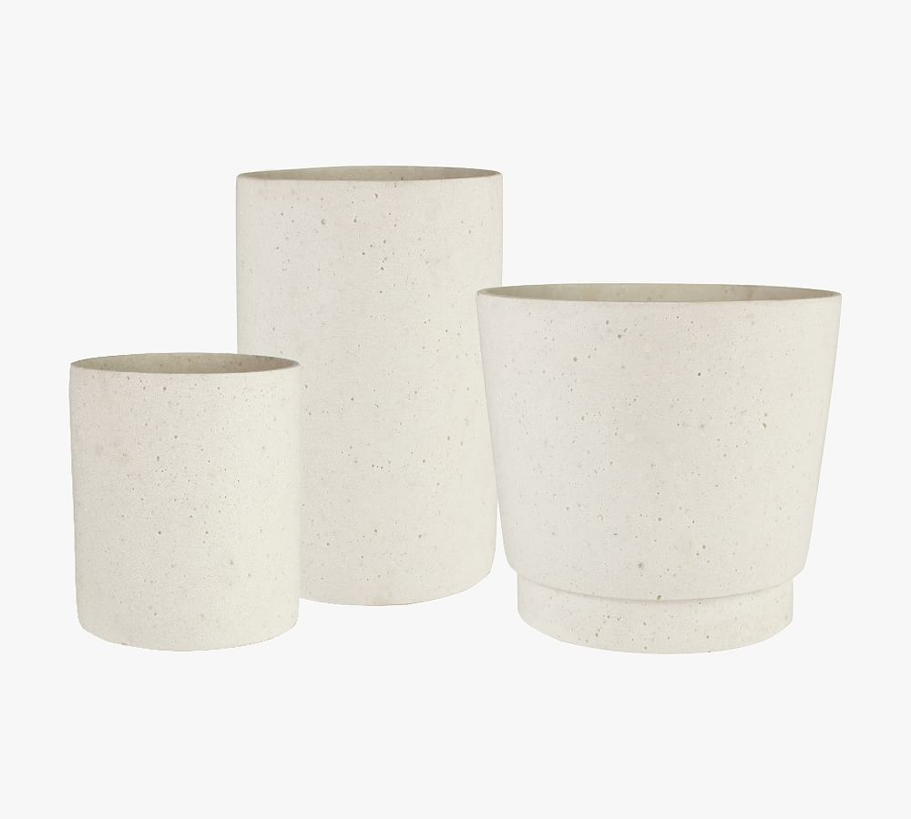 Modern White Cylinder Planter - Set of 3