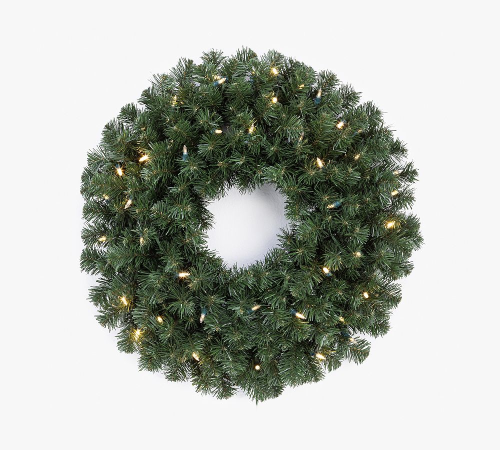 Faux Lit  LED Deluxe Windsor Pine Wreath
