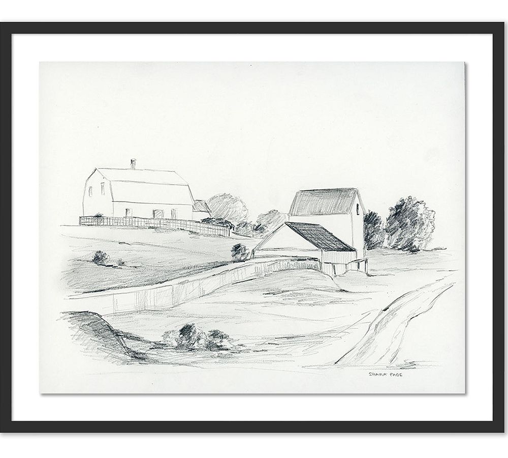 Pencil Drawing III By Shaina Page with Maple Frame