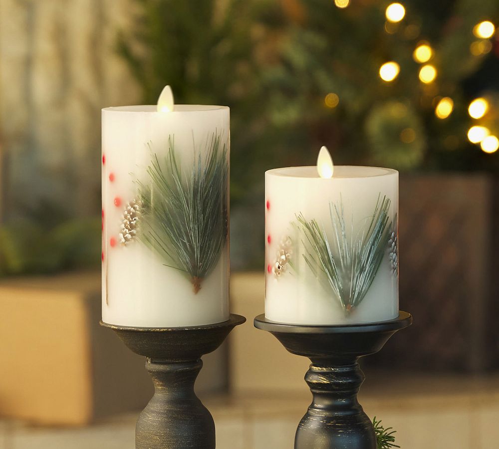 Neve Silver Pine Cone Pillar Candle Holder - Bed Bath & Beyond - 38434117