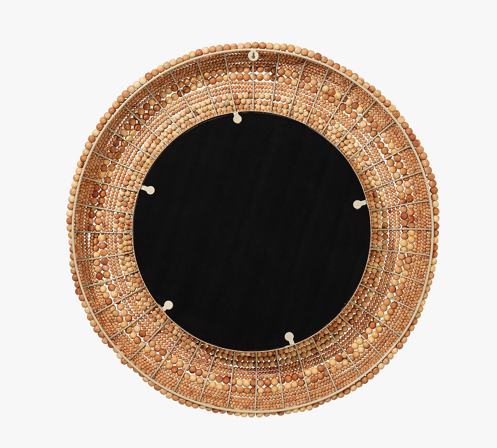 Jaya Hand Carved Wood Beaded Mirror - Natural | Pottery Barn