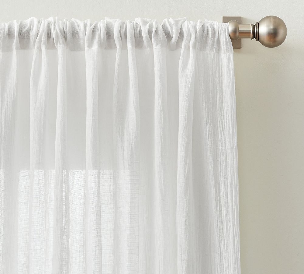 Crisp White Merrow Stitch Organic Cotton Blackout Window Curtain