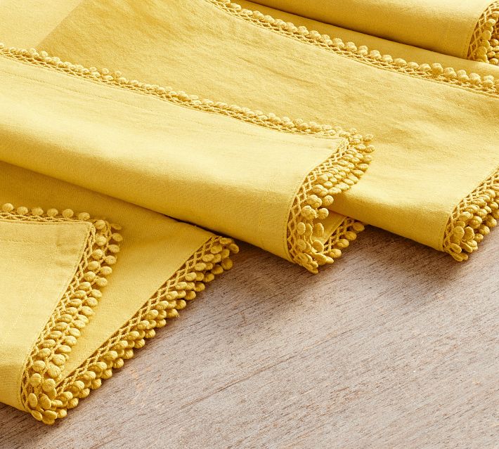 Mustard Yellow Cotton Napkins Frayed Linen Napkins Cloth -  in 2023