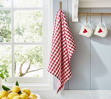 Heart Gingham Organic Cotton Tea Towels - Set of 2