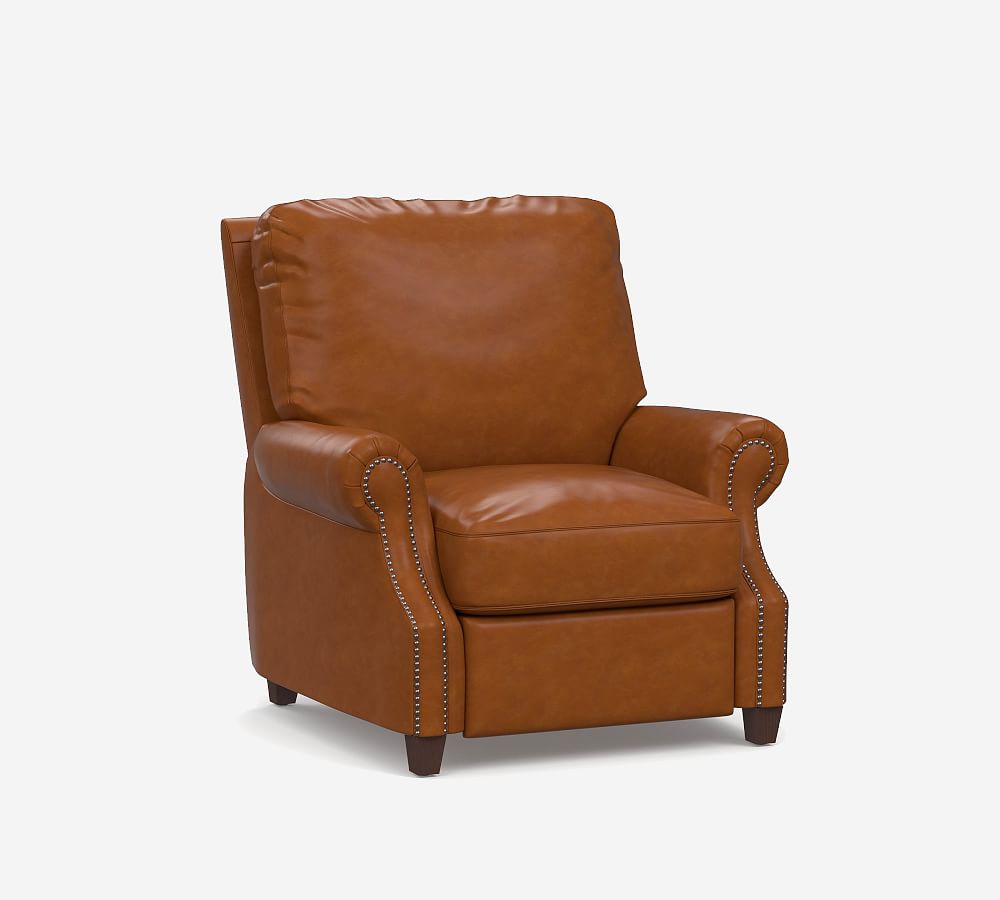 James Roll Arm Leather Power Recliner Pottery Barn