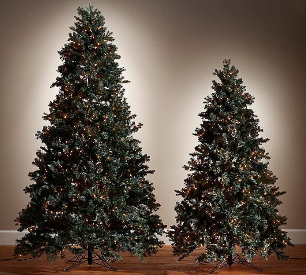 Lit Faux Blue Spruce Christmas Trees