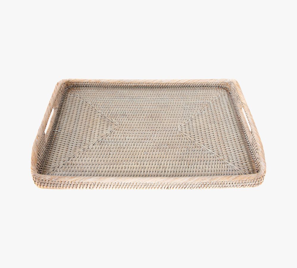 Tava Handwoven Rattan Rectangular Serving Tray | Pottery Barn