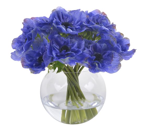 Faux Baby Blue Poppy Composed Arrangement | Pottery Barn