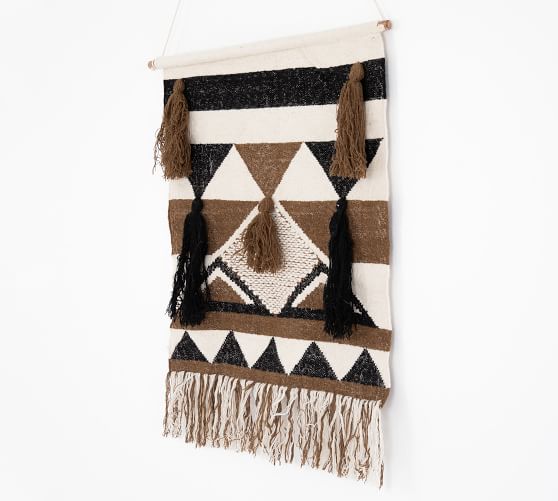 Printed Wall Hanging Tapestry, Black And Cream | Pottery Barn