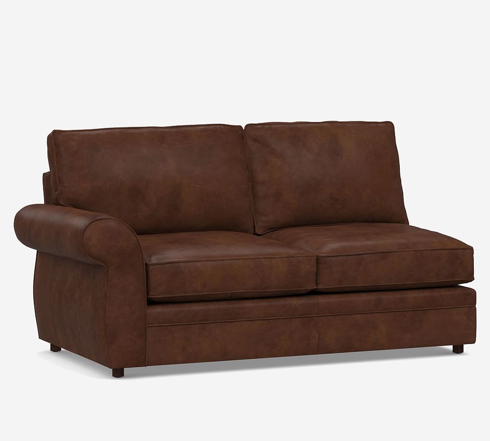 Build Your Own Pearce Roll Arm Leather Sectional Pottery Barn
