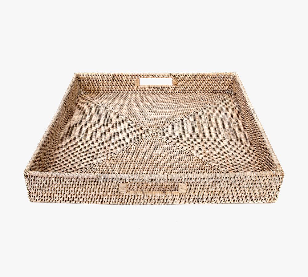 Artifacts Rattan™ Rectangular Serving Tray With High Handles