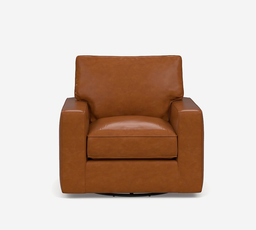 PB Comfort Leather Square Arm Swivel Chair