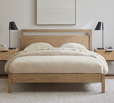 Light colored wood bed shop frame