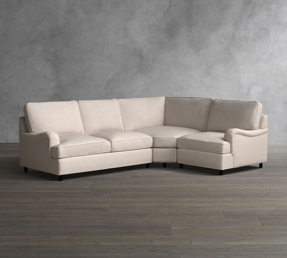 PB English Arm Upholstered 3-Piece Sectional with Wedge