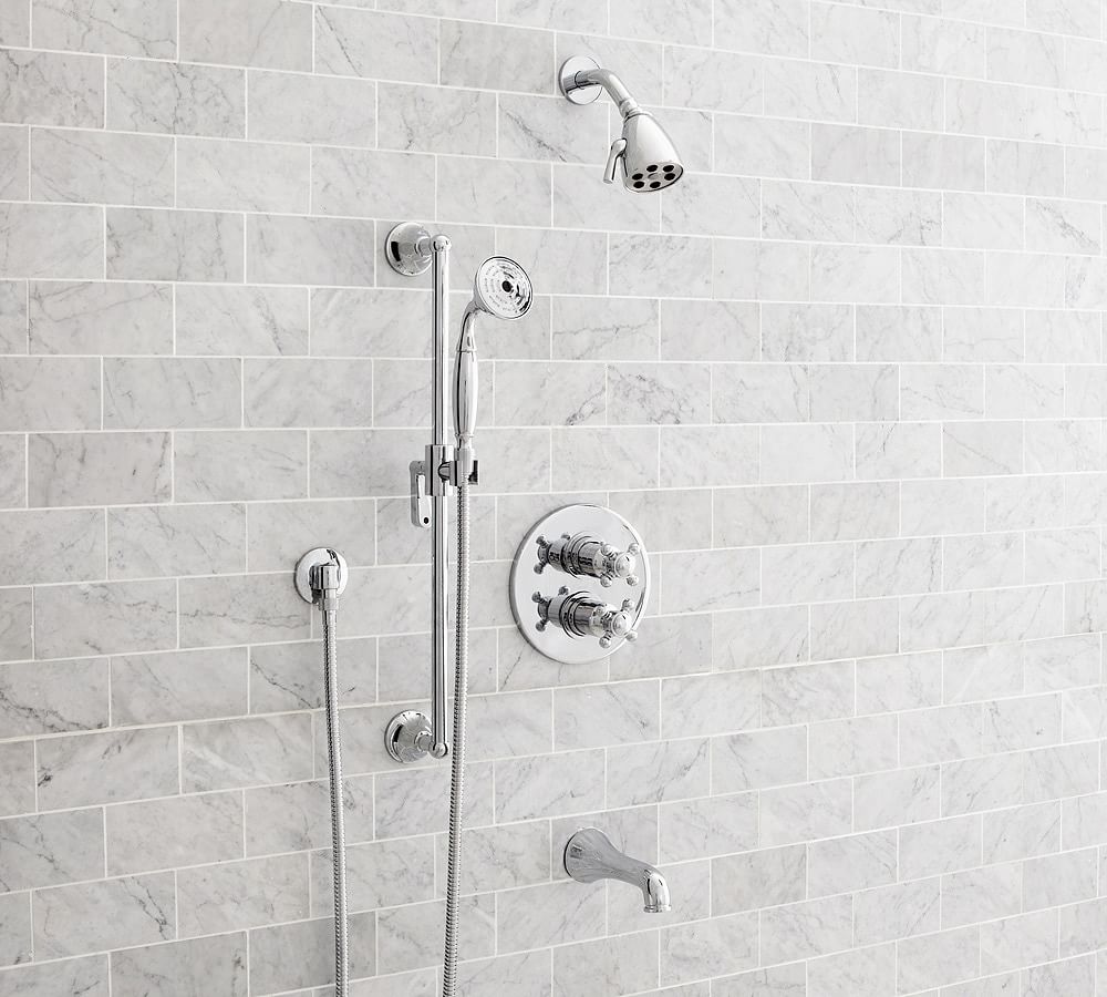Pearson Cross Handle Thermostatic Bathtub &amp; Shower Set with Handshower