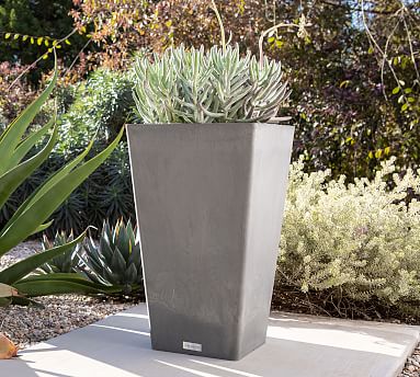 All Weather Eco Hevea Tapered Cube Tall Outdoor Planters | Pottery Barn