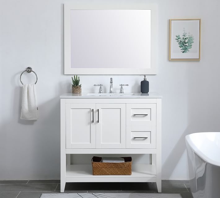 36 Single Bathroom Vanity Set with Ceramic Sink Ebern Designs Base Finish: White