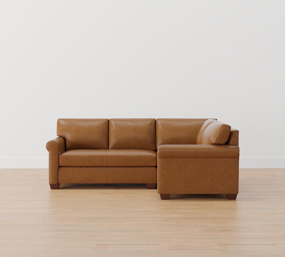York Roll Arm Leather 3-Piece Sectional