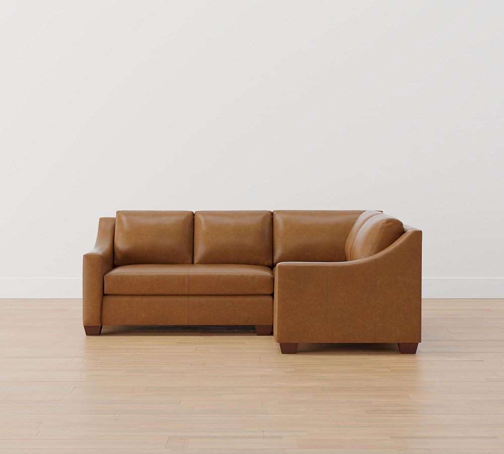York Slope Arm Leather 3-Piece Sectional