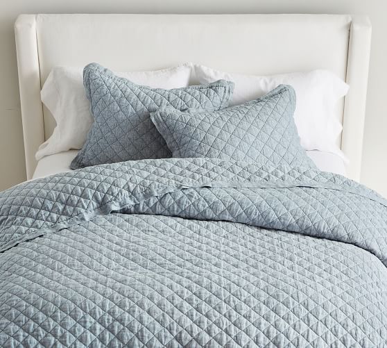 My Favorite Power Couple- The Pottery Barn Belgian Flax Linen Duvet Cover  and Diamond Quilt 