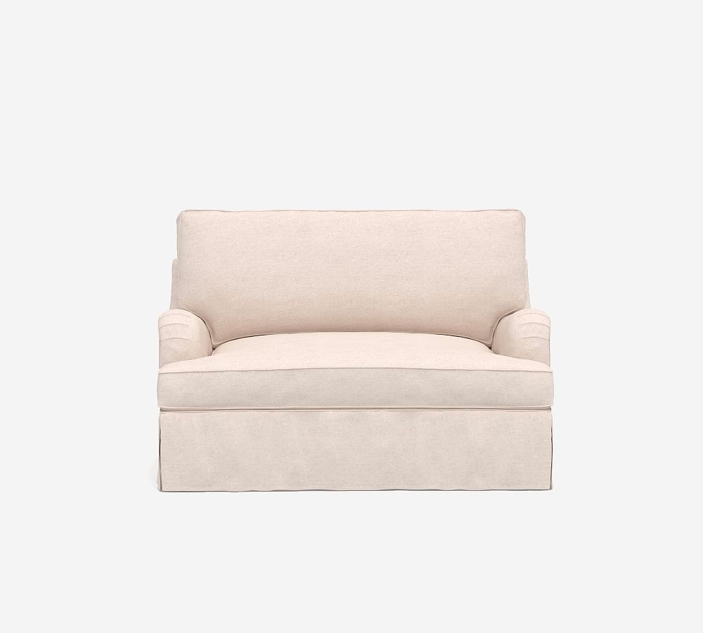 PB English Arm Slipcovered Twin Sleeper Sofa with Memory Foam Mattress
