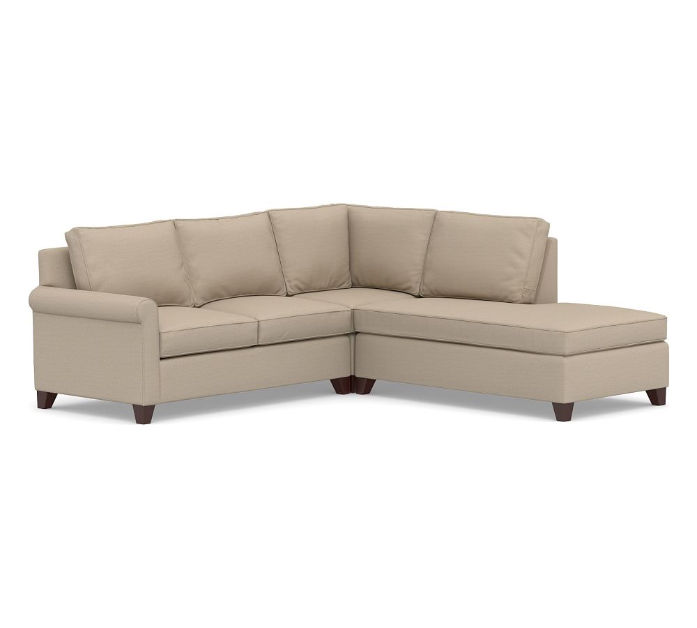 Cameron Roll Arm Upholstered 3-Piece Bumper Sectional