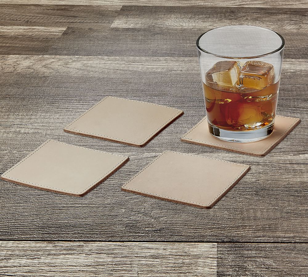 Vachetta Handcrafted Leather Square Coasters - Set of 4