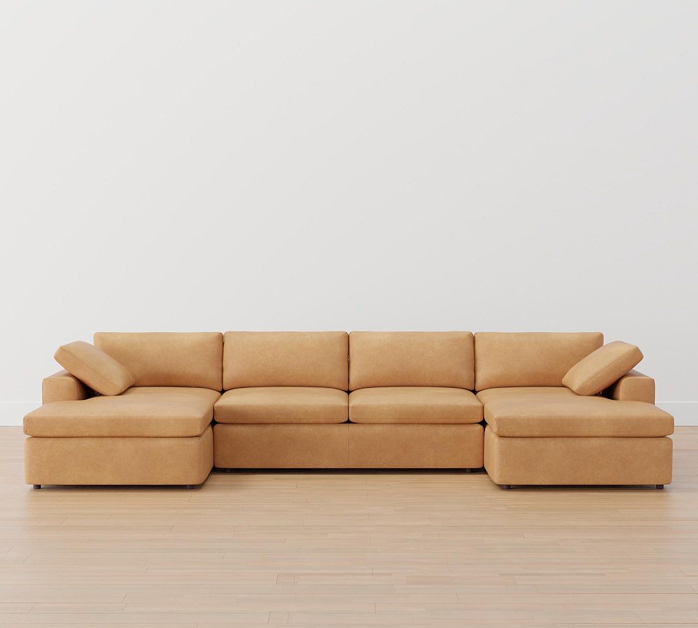 Dream Wide Arm Leather Double Chaise Sectional