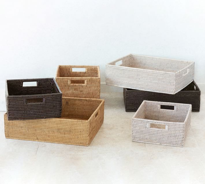 Woven rattan small square baskets - Terrestra