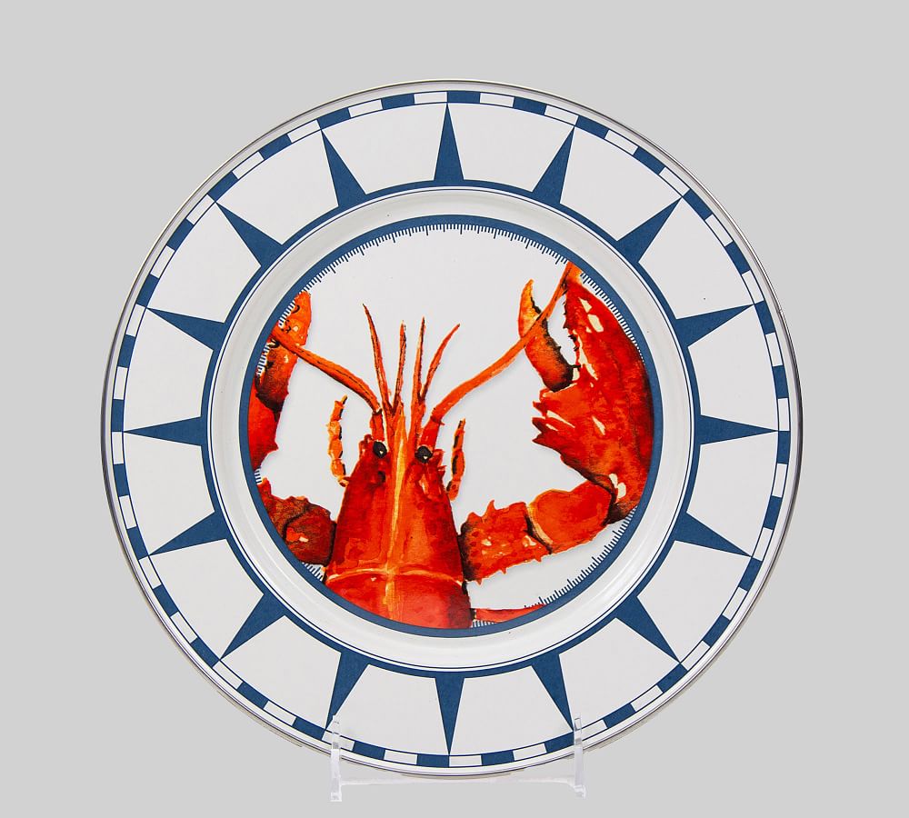 Lobster Enamel Dinner Plates, Set of 4