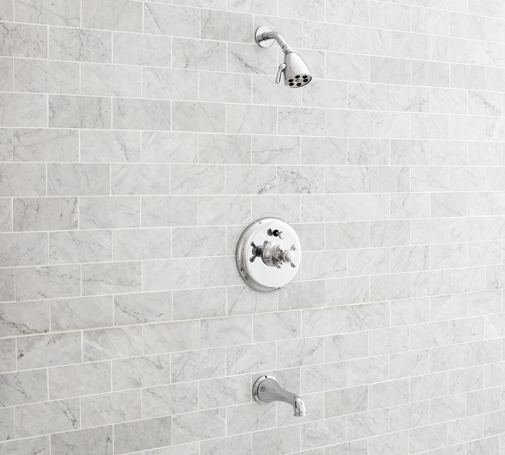 Warby Cross Handle Pressure Balanced Bathtub &amp; Shower Set