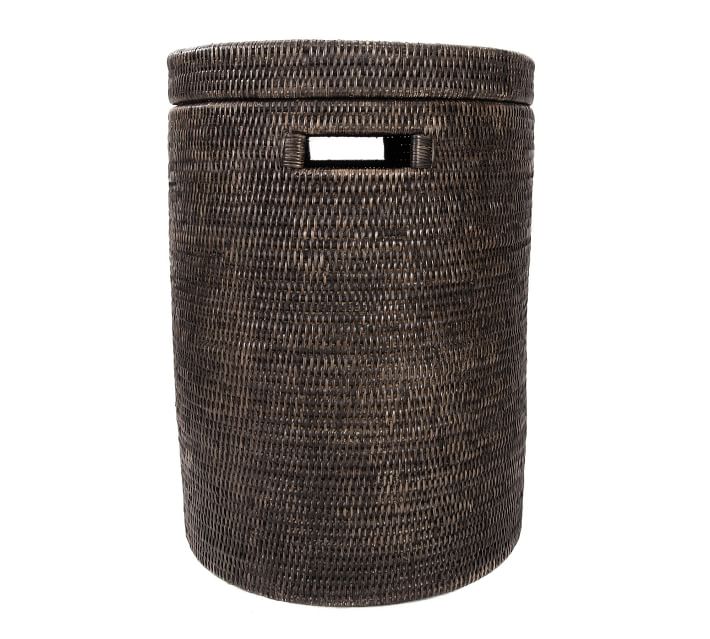 Tava Handwoven Rattan Round Waste Basket With Metal Liner