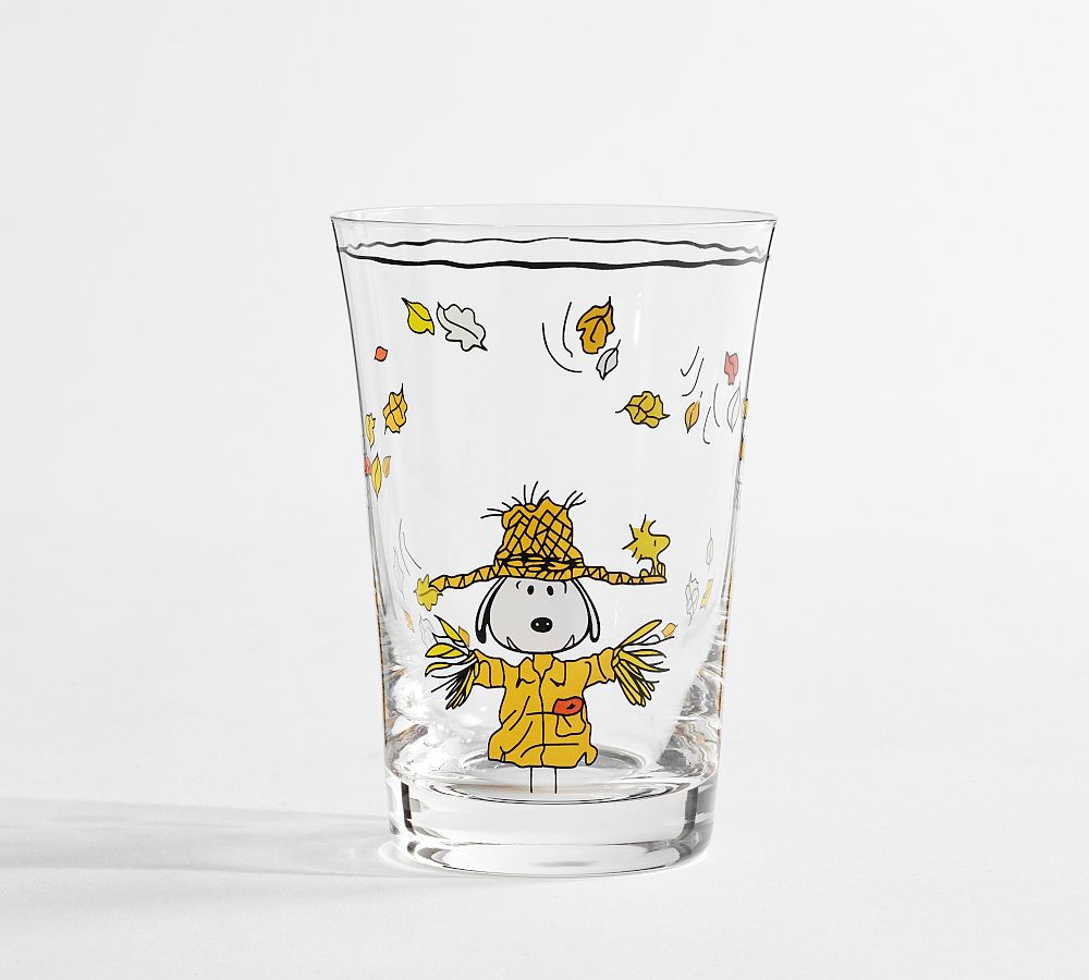 Hand Painted Glass Snoopy & Woodstock Christmas Wine Glass 12 oz