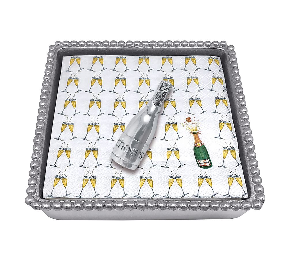 Champagne Recycled Aluminum Napkin Holder with Napkins